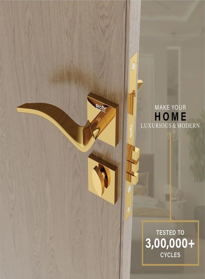 GLOXY Premium Zinc Mortise Lock Door Handle Lock for Main & Internal Door in Residential & Commercial Spaces Body 3 Brass Key for Hotel,Room| Gold Finish (2 Years Warranty, Pack of 1) - Image 4